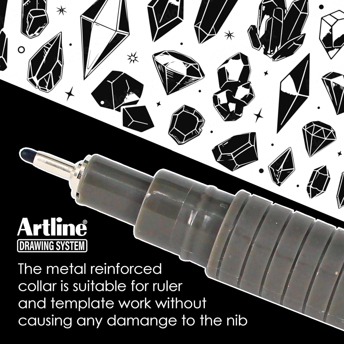 Artline 230 Drawing System Pens, Technical Drawing Pens For Drafting, Illustrating, and More, 0.1mm, 0.2mm, 0.3mm, 0.4mm, 0.5mm, and 0.8mm Fine Tips - Black, 6-Pack