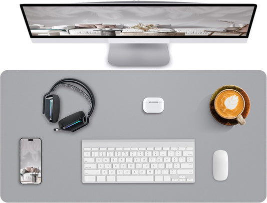 Desk Pad Mat - Leather Desk Pad Protector for Office and Home - Desk Organization and Accessories - Ideal for Large Mouse Pad and Desk Mats on Top of Desks(Light Grey,35.4" x 17")