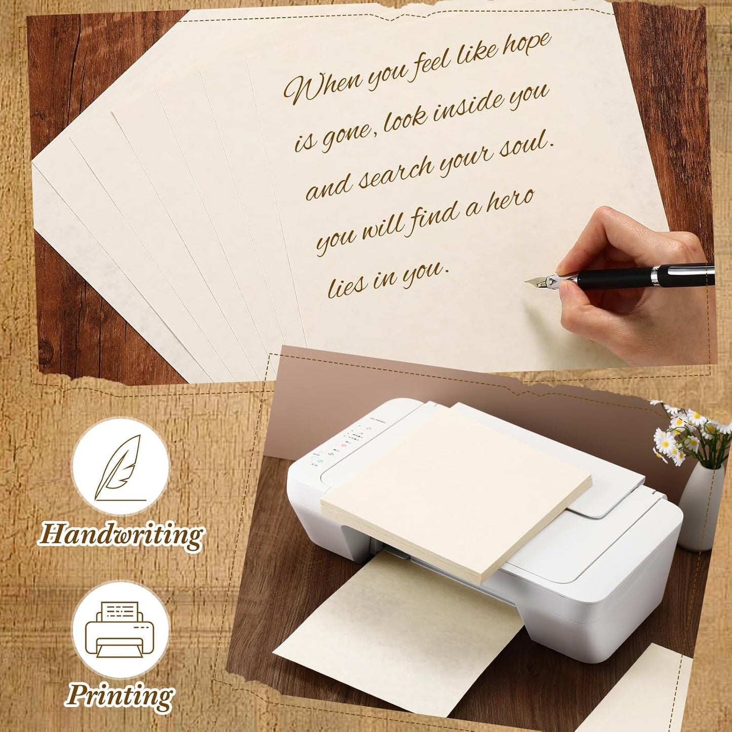 Epakh 300 Pcs Old Age Parchment Paper 8.5 x 11 Inch Standard Letter Vintage Colored Old Parchment Double Side Printing Paper (Light Gray)
