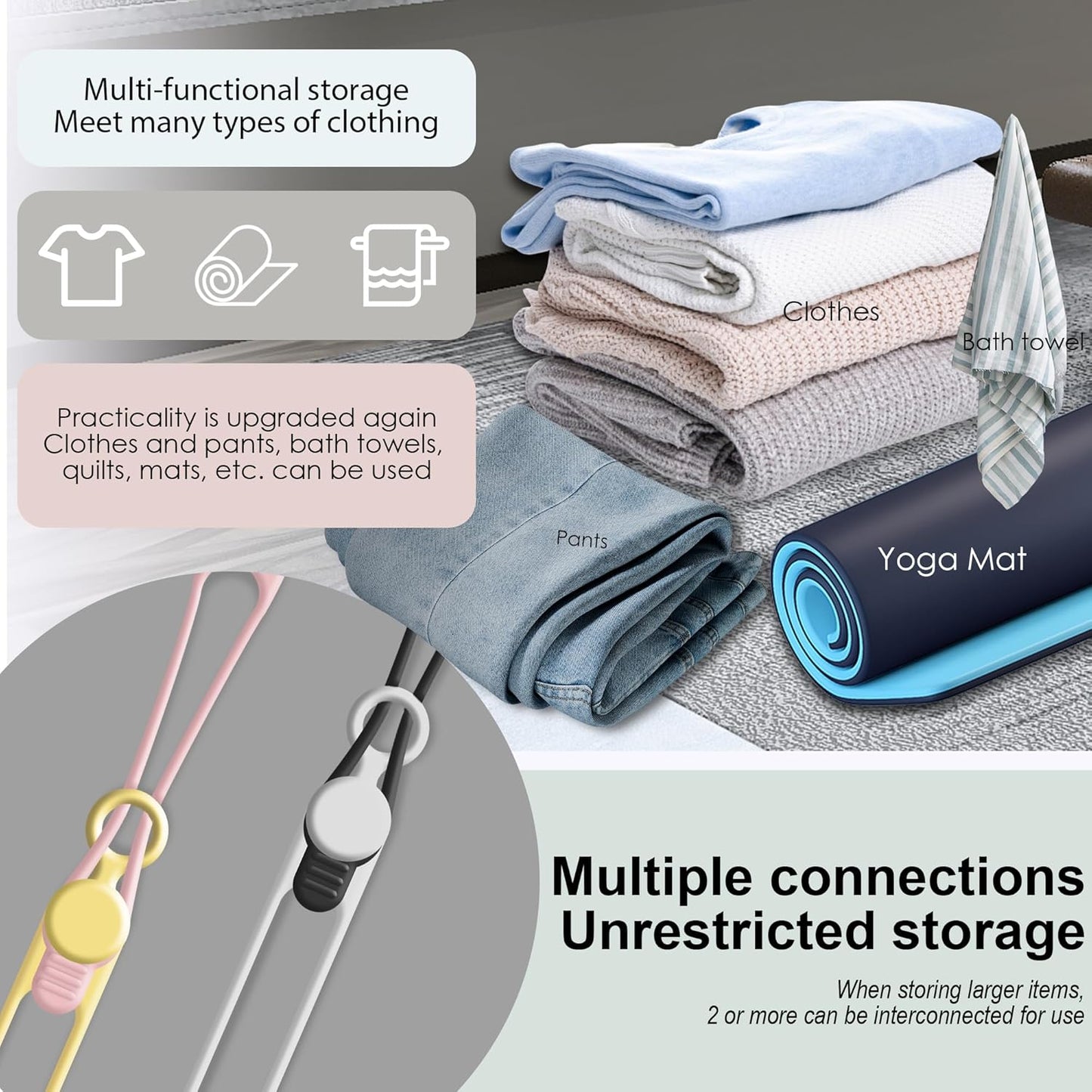 30Pcs Nearockle Silicone Cable Ties for Bundling Earphone, Phone Charger, Computer Cords, Reusable Cord Organizer Cable Management in Home,Office,Kitchen,School (6 Colors)