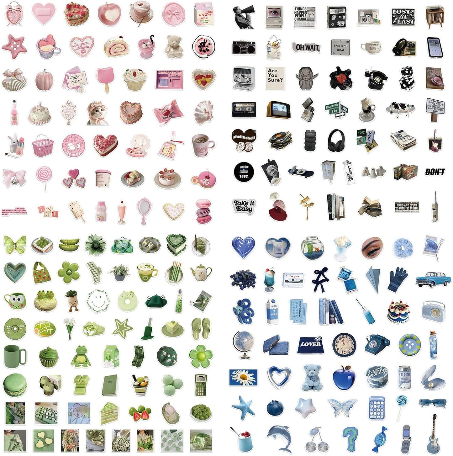 400 PCS Cute Stickers,Aesthetic Motivational and Inspirational Stickers for Adults, Teens, Laptops, Water Bottles, Journals, INS Style Summer Sticker for Journaling, Planners and Scrapbooks