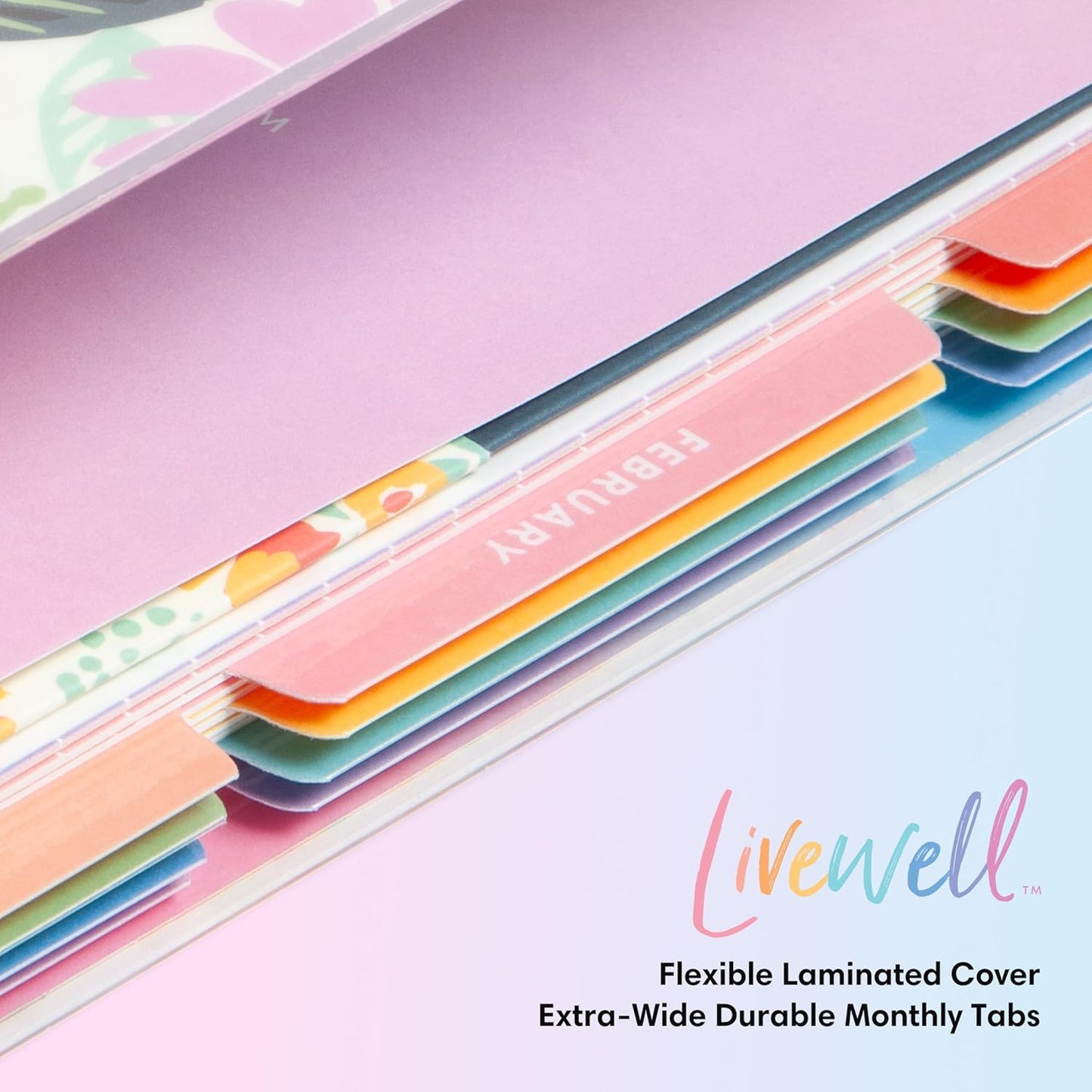 Blue Sky Livewell 2025-2026 Weekly and Monthly Academic Year Planner Calendar, July 2025 - June 2026, 7" x 9", Flexible Cover, Wirebound, Laminated Tabs, Storage Pocket, Includes Stickers, Rainbow