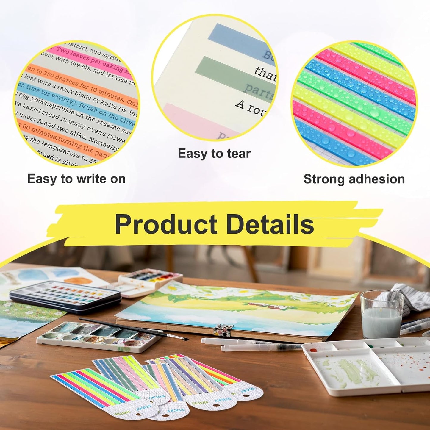 800 Pcs Sticky Long Highlighter Tape, Translucent Sticky Notes, Book Tabs for Annotating Books, Colorful Page Markers Strips, Index Tabs for Aesthetic Office School Study Supplies