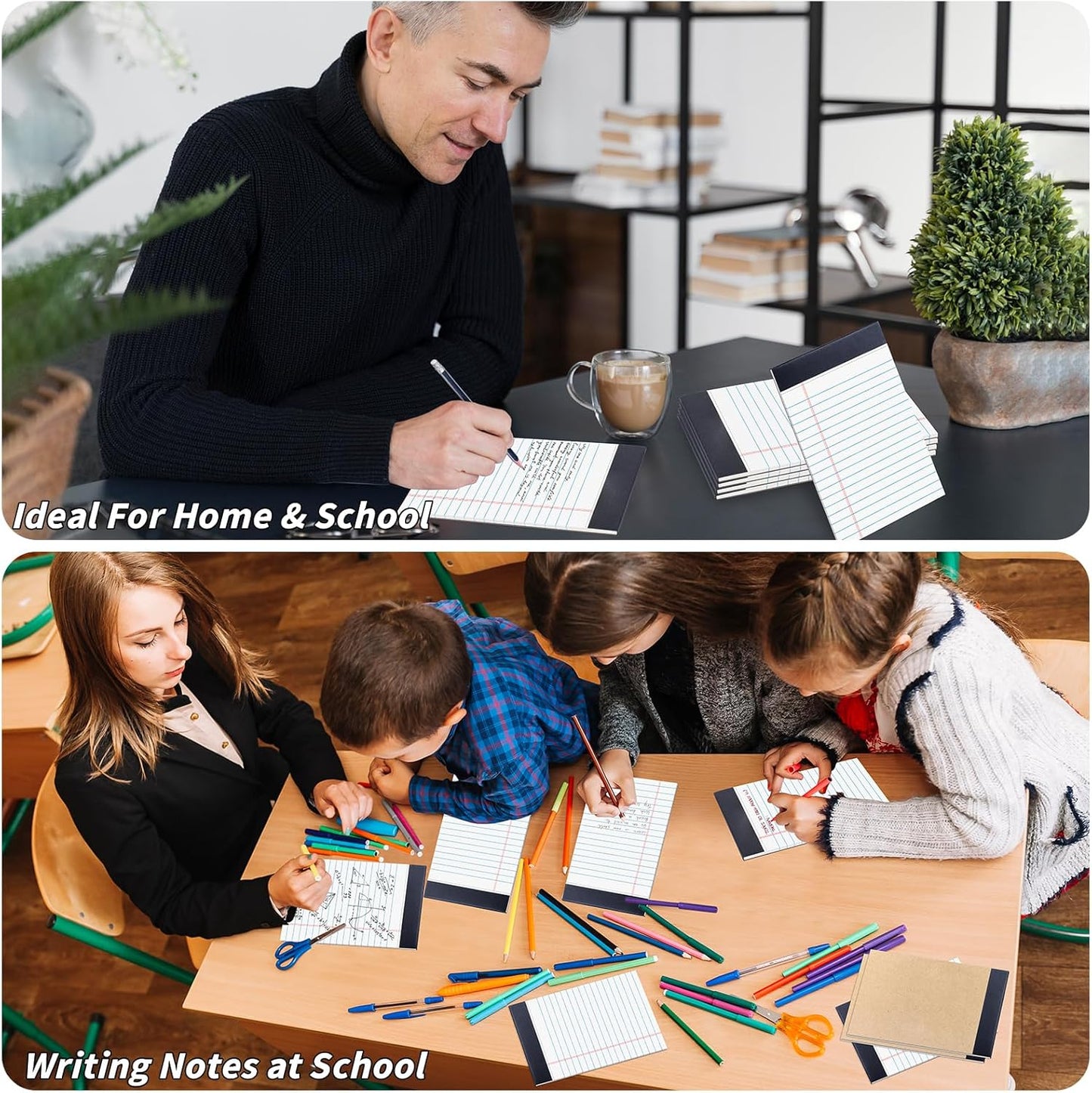 48 Pack Legal Pads Bulk,5 x 8 Inch Yellow Notepad, Note Pads College Ruled Perforated Memo Pad for Work Study Daily Note Taking List, Lined Writing Pads Memo Refills Notepads for Office Home School