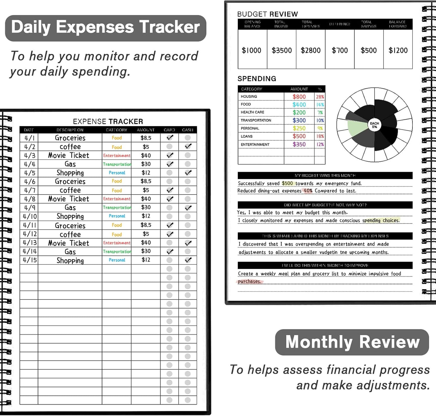 Budget Planner-Monthly Budget Book with Expense Tracker Notebook/Accounting Book, A5 Monthly Financial Organizer Planner, Manage Your Money Effectively, Start Anytime, 1 Year Use, Black
