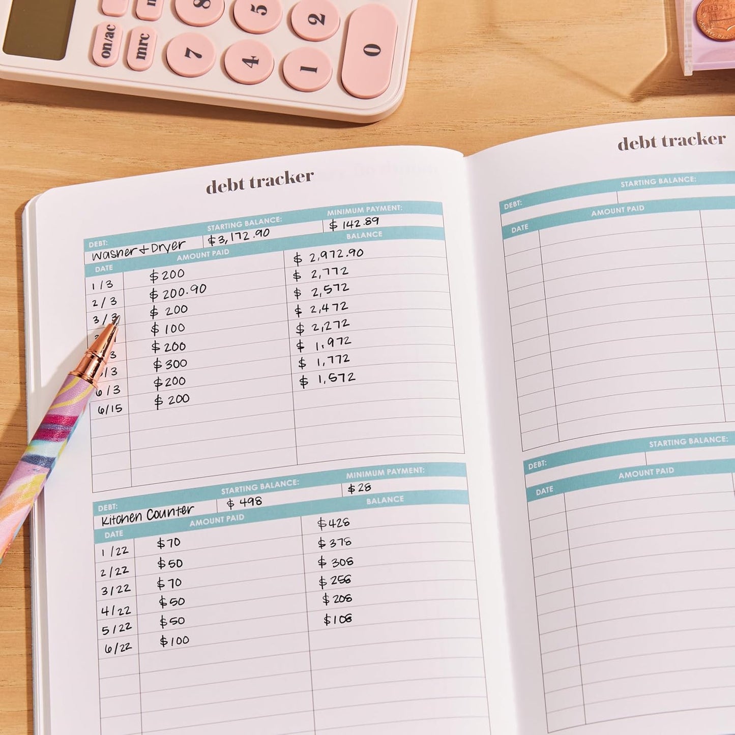 Erin Condren Budget Book Petite Planner - Achieve Financial Goals with Style - Abstract Circles