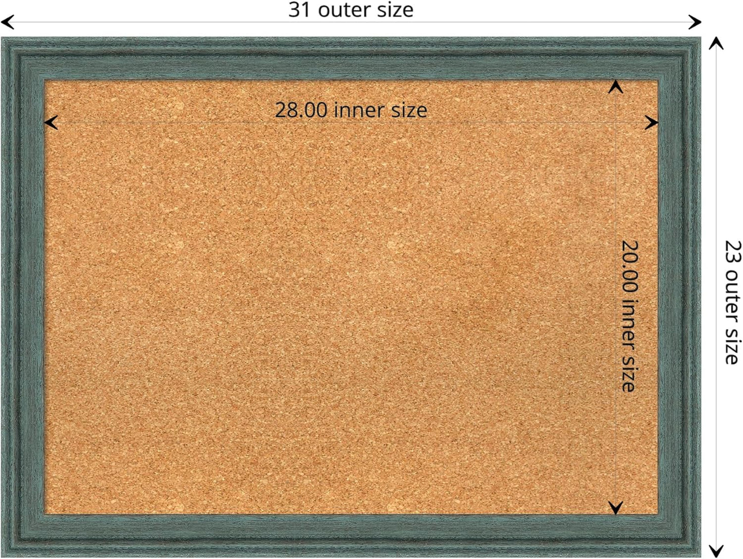 Amanti Art Natural Cork Board for Wall, 23x31 Vision Board with Blue Wood Frame, Medium Corkboard Office Decor for Home Organization, Rustic Farmhouse Corkboard Pinboard to display items for home