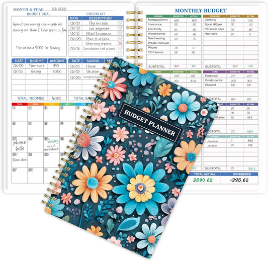 Budget Planner - Monthly Finance Organizer with Expense Tracker Notebook to Manage Your Money Effectively, Undated Finance Planner/Account Book, Start Anytimem,A5(8.6x5.9 inchs),100gsm Paper - Dark