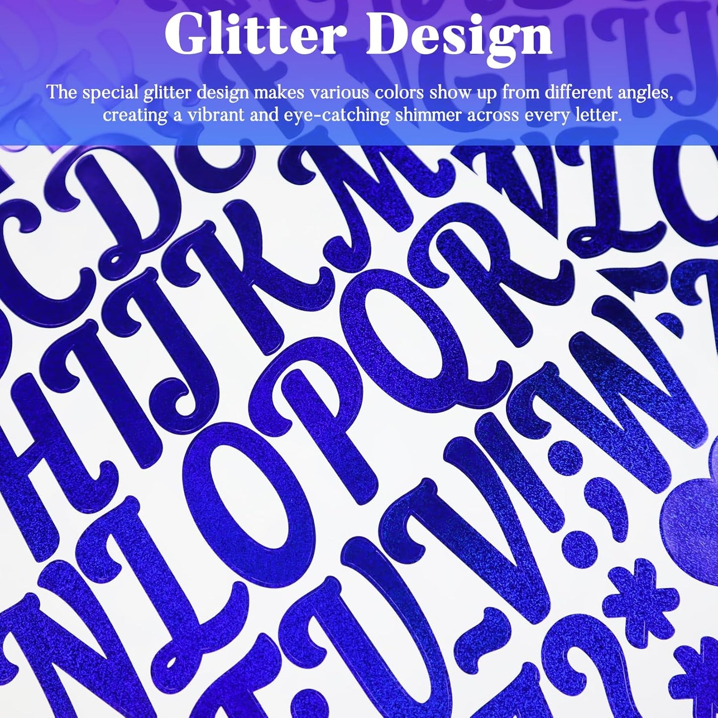 Glitter Letter Stickers,10 Sheets 2 Inches Self-Adhesive Vinyl Letters Alphabet Sticker Decals for Scrapbook,Door,Mailbox,Bulletins Boards -Blue