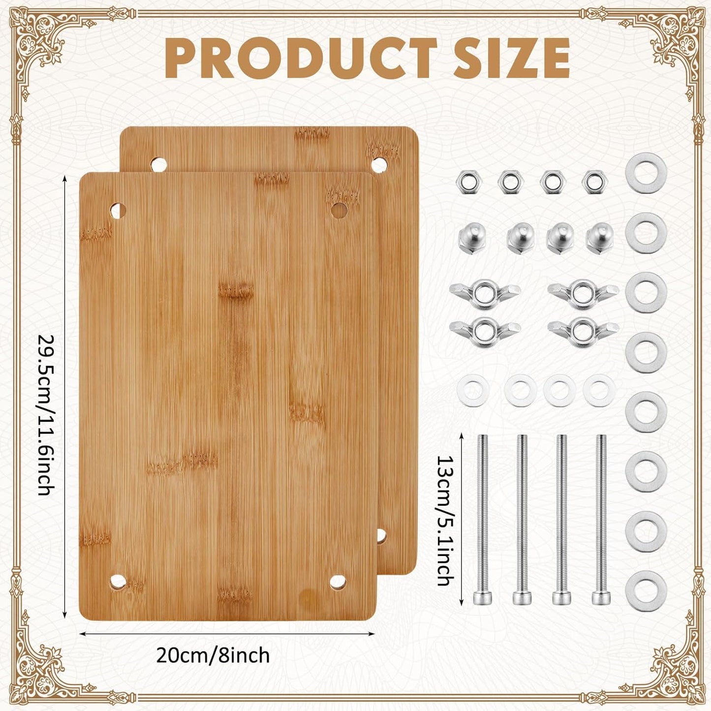 DoubleFill Book Binding Kits 11.6 x 7.9 Book Press Board 25 Pcs Bamboo Wood Bookbinding Tools Set with Real Bone Folder Awl Large Eye Needles Wax Thread Cloth for Beginners DIY Bookbinding Supplies