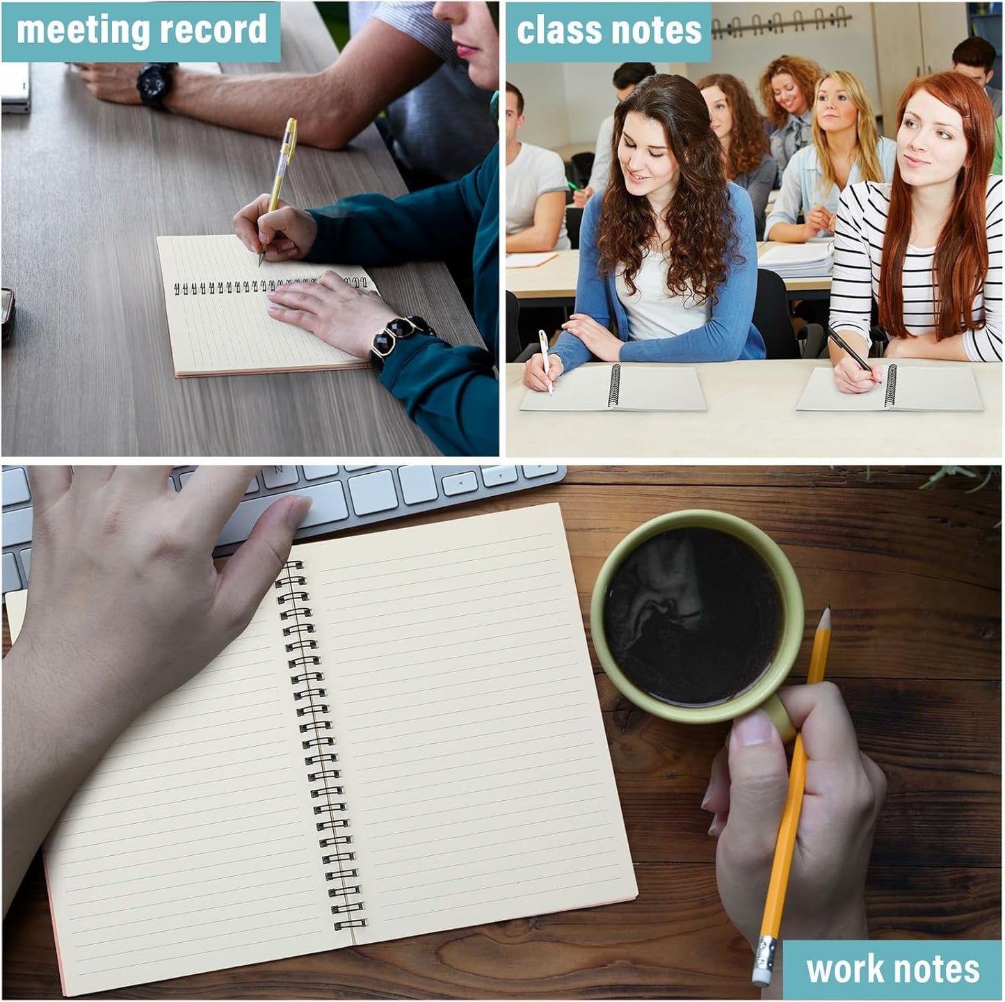 Fuutreo 12 Pcs Spiral Notebook for Work A5 8.3 x 5.7 Inch College Ruled Spiral Journal Notebook Kraft Cover Ruled Paper, 12 Color, 60 Sheets, 120 Pages for Office School(Candy Color)