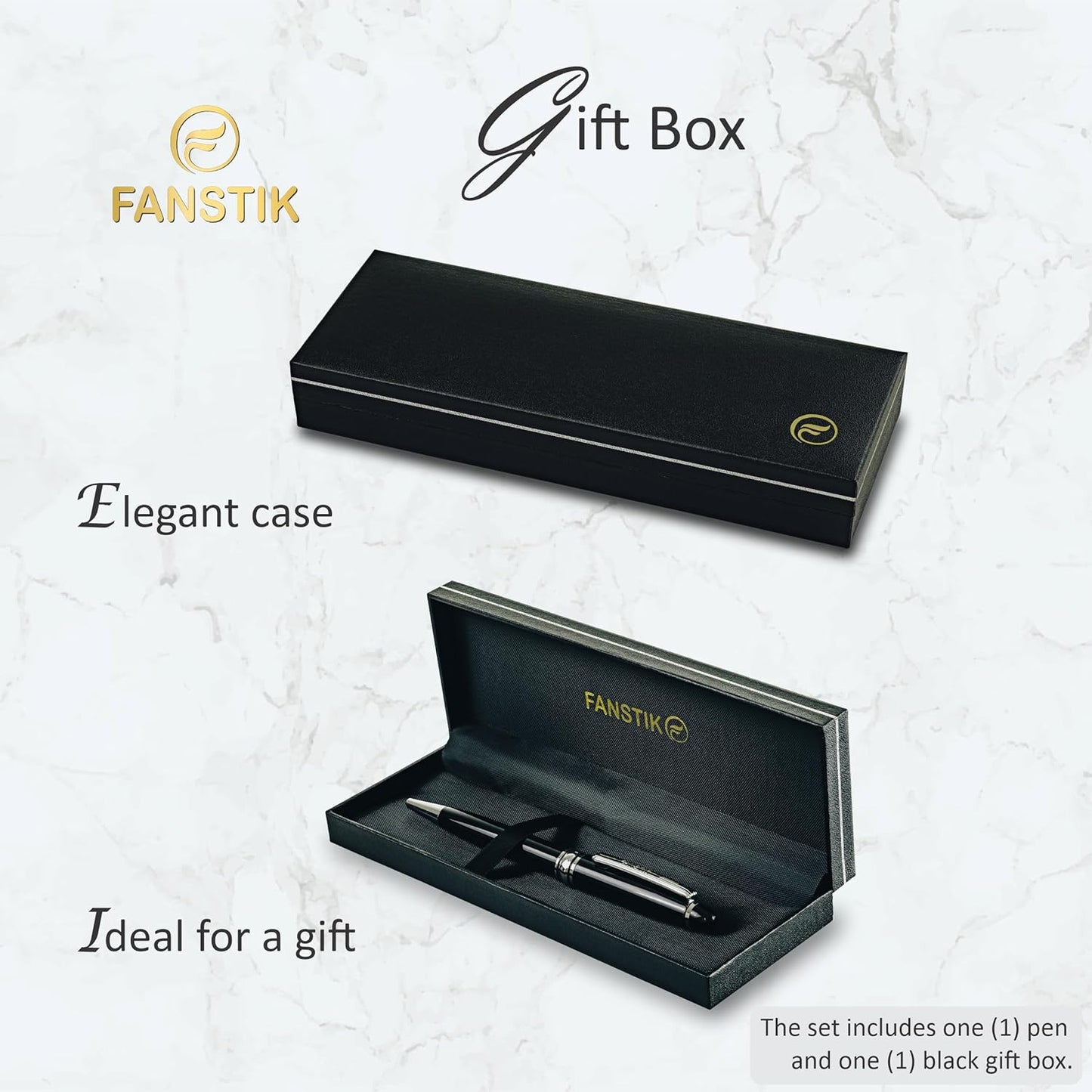 Customized BallPoint pen with name (MADE IN USA), stainless steel, black and silver, luxury engraved pen personalized for men and for women. (BallPoint Black-Silver)