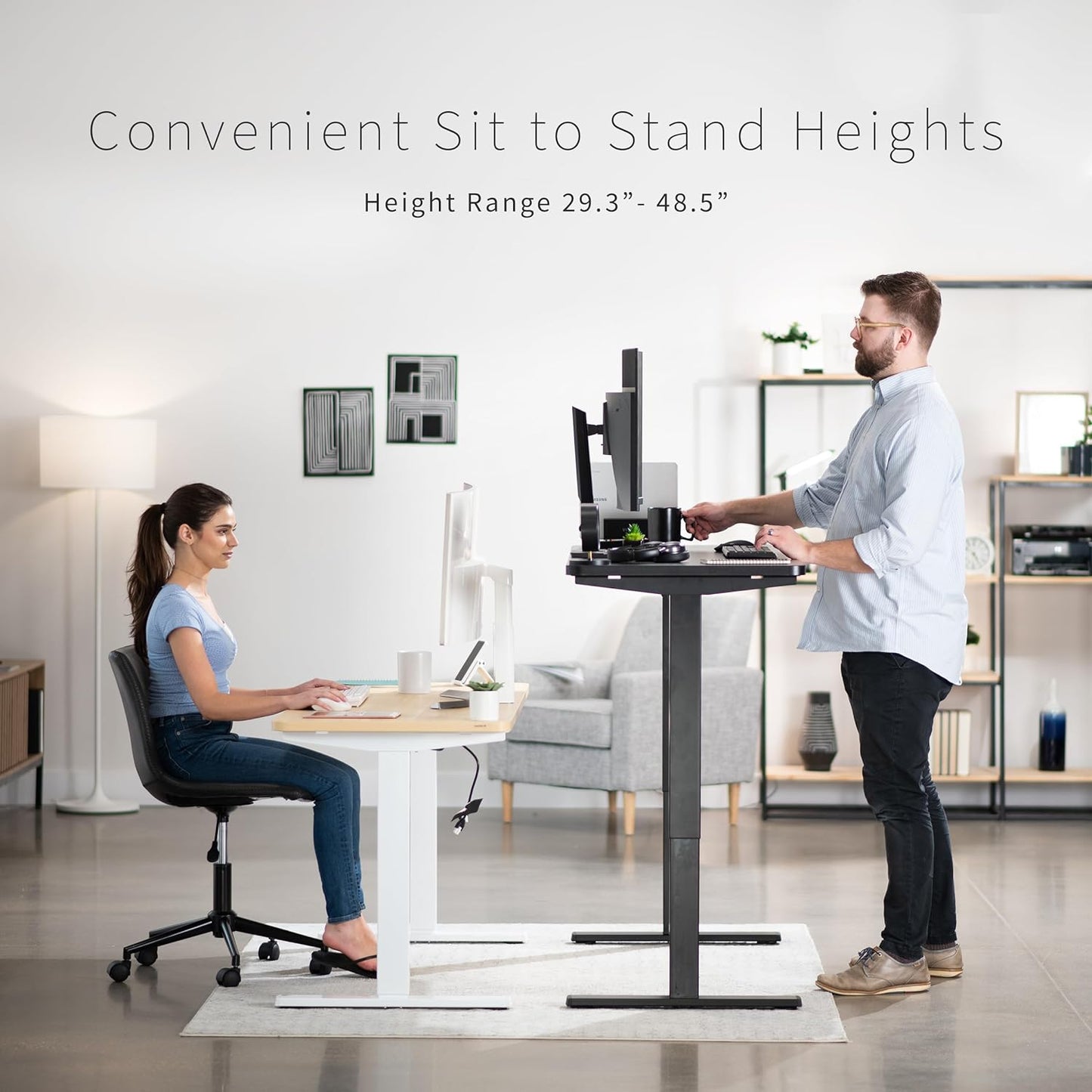 VIVO Electric 60 x 24 in Standing Desk, Memory Height Adjustment, 1B Series, One-Piece Black Top, Gray Frame, DESK-KIT-1G6B