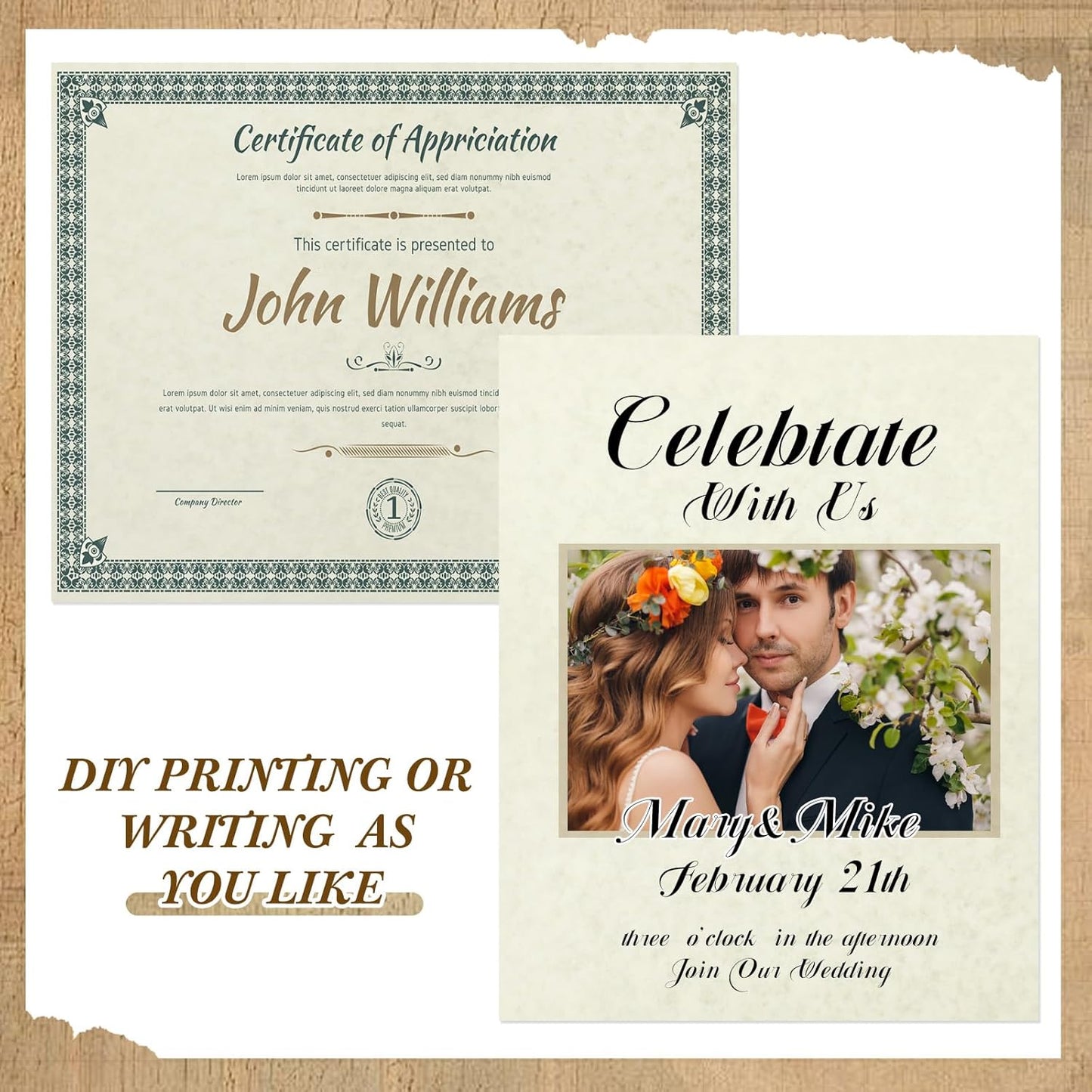 Epakh 300 Pcs Old Age Parchment Paper 8.5 x 11 Inch Standard Letter Vintage Colored Old Parchment Double Side Printing Paper (Ivory)