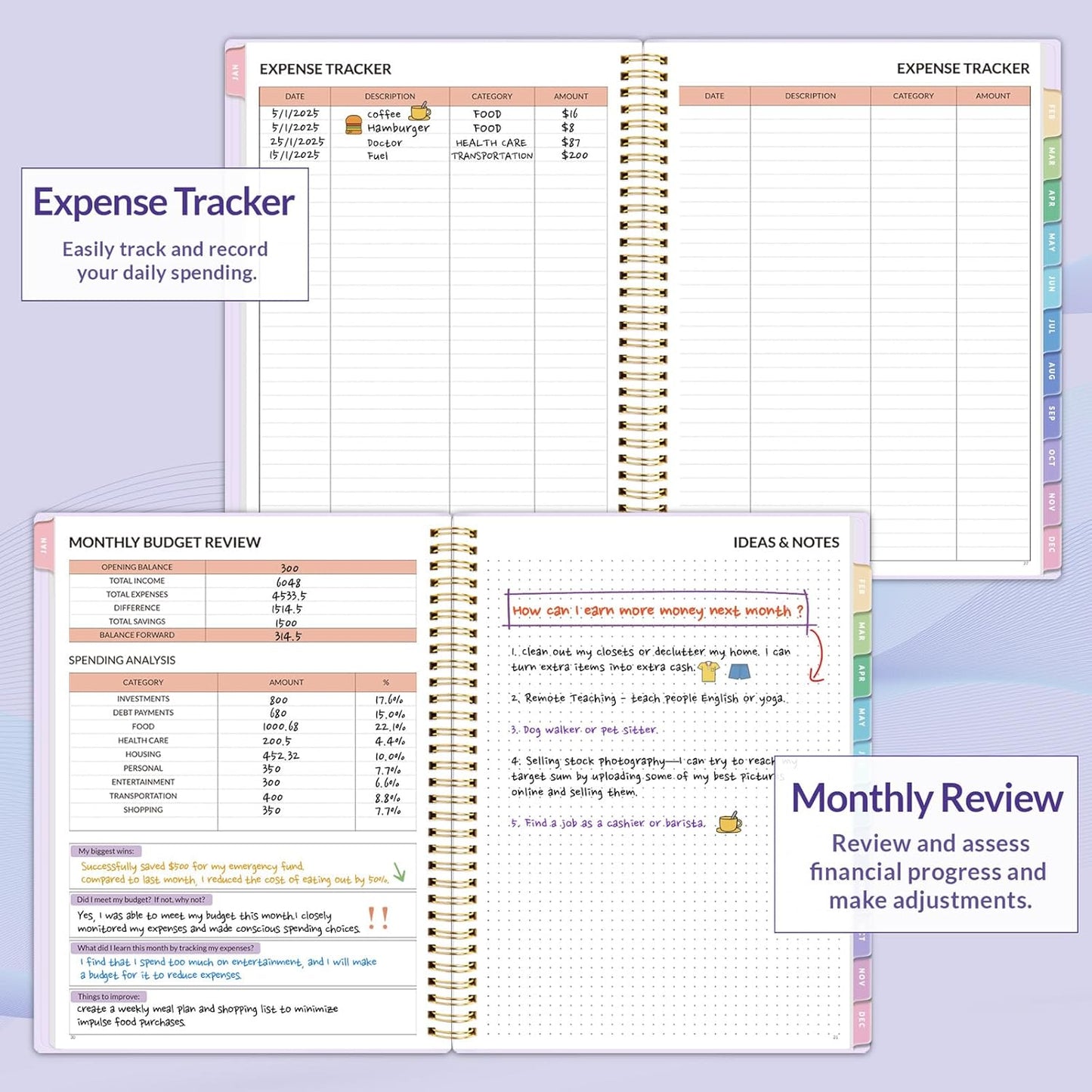 2026 Budget Planner - Monthly Budget Book from JAN 2026 - DEC 2026 with Expense Tracker Notebook, A4 Size (8.5" x 11") Bill Organizer & Finance Planner Account Book to Manage Your Finances, Purple