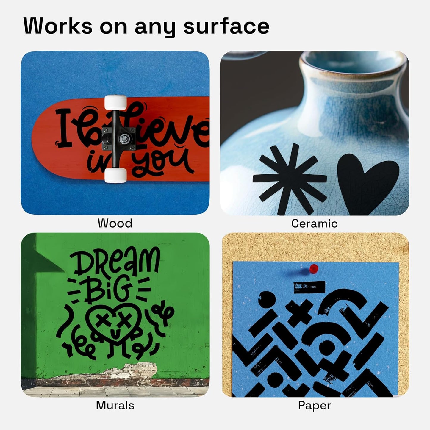 ARTISTRO 2 Black Acrylic Paint Markers - 15mm Jumbo-Tip Paint Pens - Perfect for Crafting, Art Projects, & More