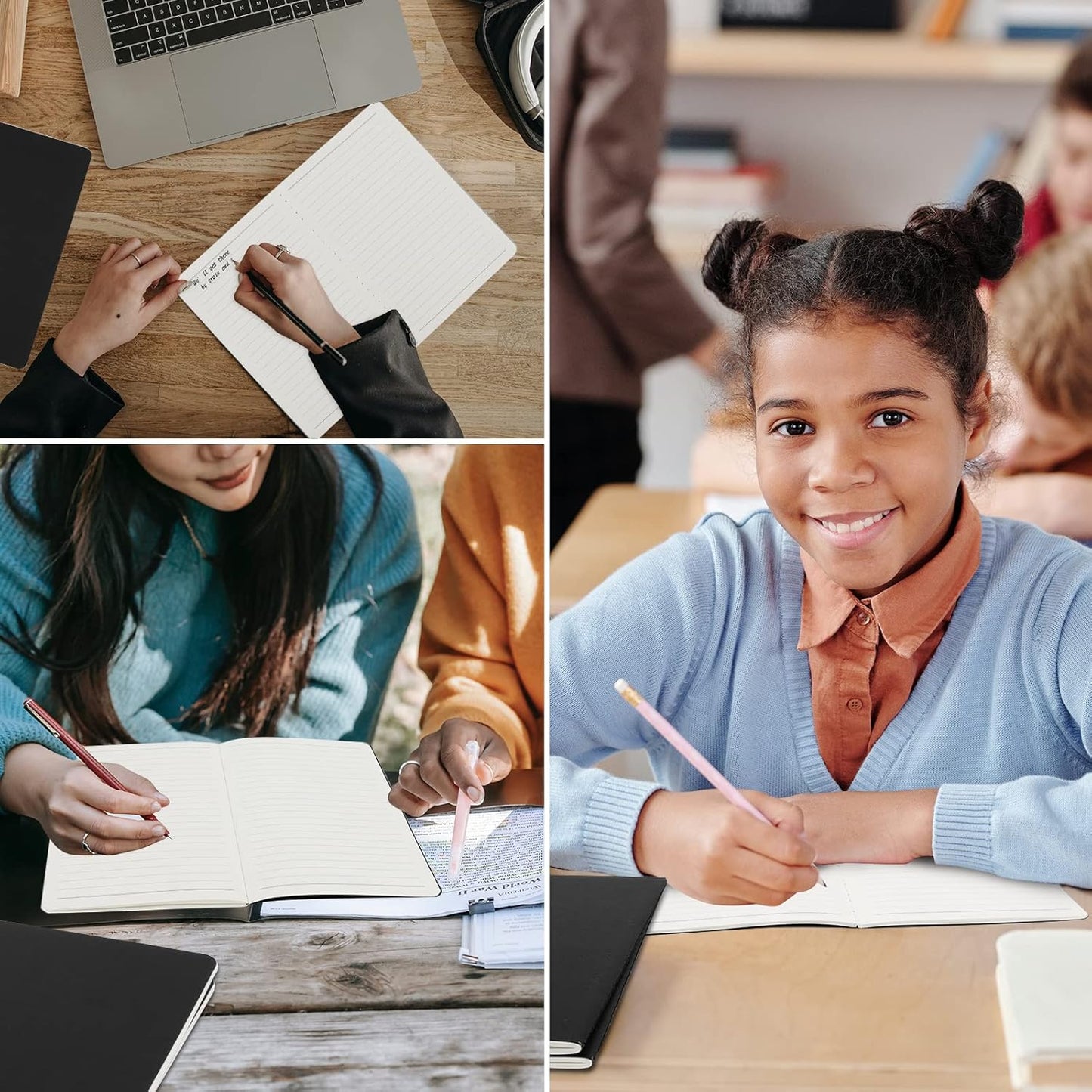 EUSOAR College Ruled Notebook, 24pcs A5 5.5"x8.3" 60 Pages Soft Cover Black Lined Subject Journal Notebooks, Writing Note Pads Sketchbook Memo, for Business Office Work Note Taking