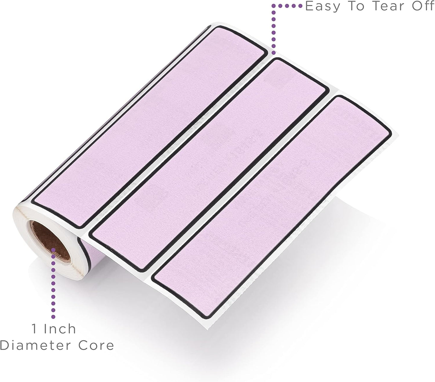 Carstens Adhesive Sticker Labels, 5 3/8” x 1 3/8”, Binder Labels for 1.5” – 4” Ring Binder Spines, Lavender, Roll of 200