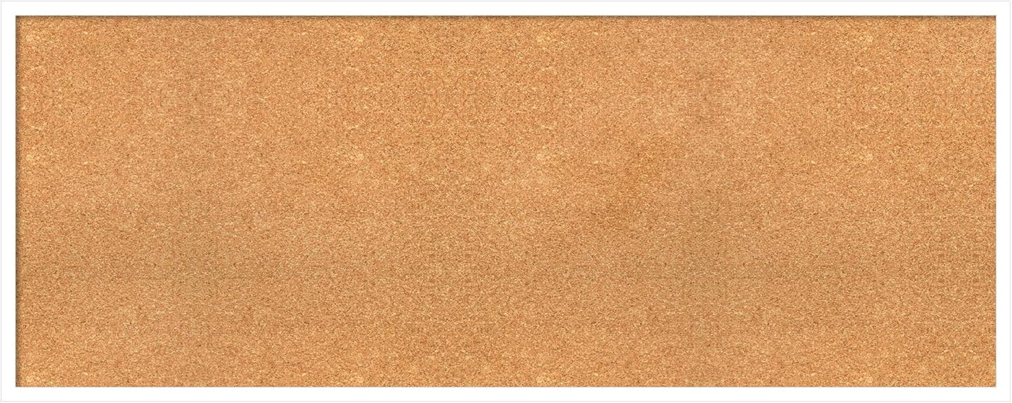 Amanti Art Natural Cork Board for Wall, 21x53 Vision Board with White Frame, Oversize Corkboard Office Decor for Home Organization, Modern Corkboard Pinboard to Display Items for Home Organization in