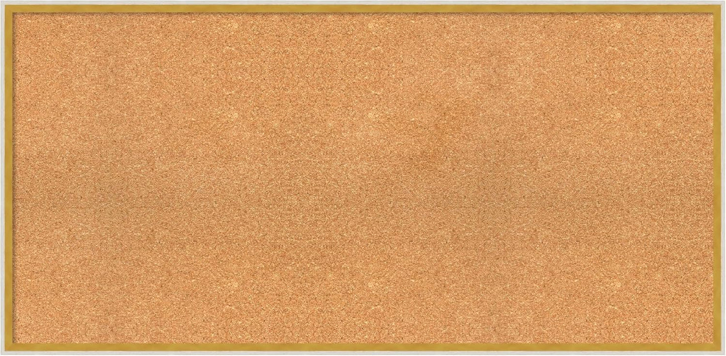 Amanti Art Natural Cork Board for Wall, 23x47 Vision Board with White Frame, Oversize Corkboard Office Decor for Home Organization, Modern Corkboard Pinboard to Display Items for Home Organization in