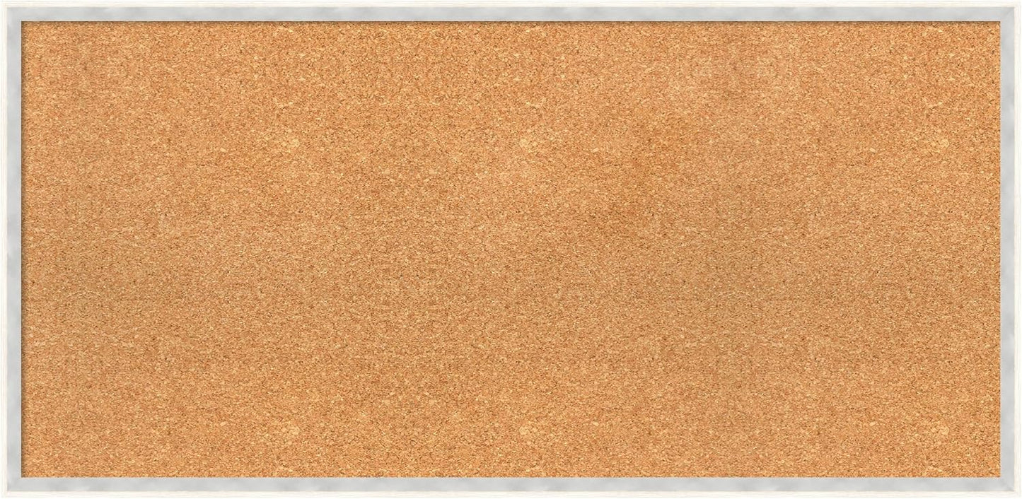 Amanti Art Natural Cork Board for Wall, 19x39 Vision Board with White Frame, Large Corkboard Office Decor for Home Organization, Modern Corkboard Pinboard to Display Items for Home Organization in