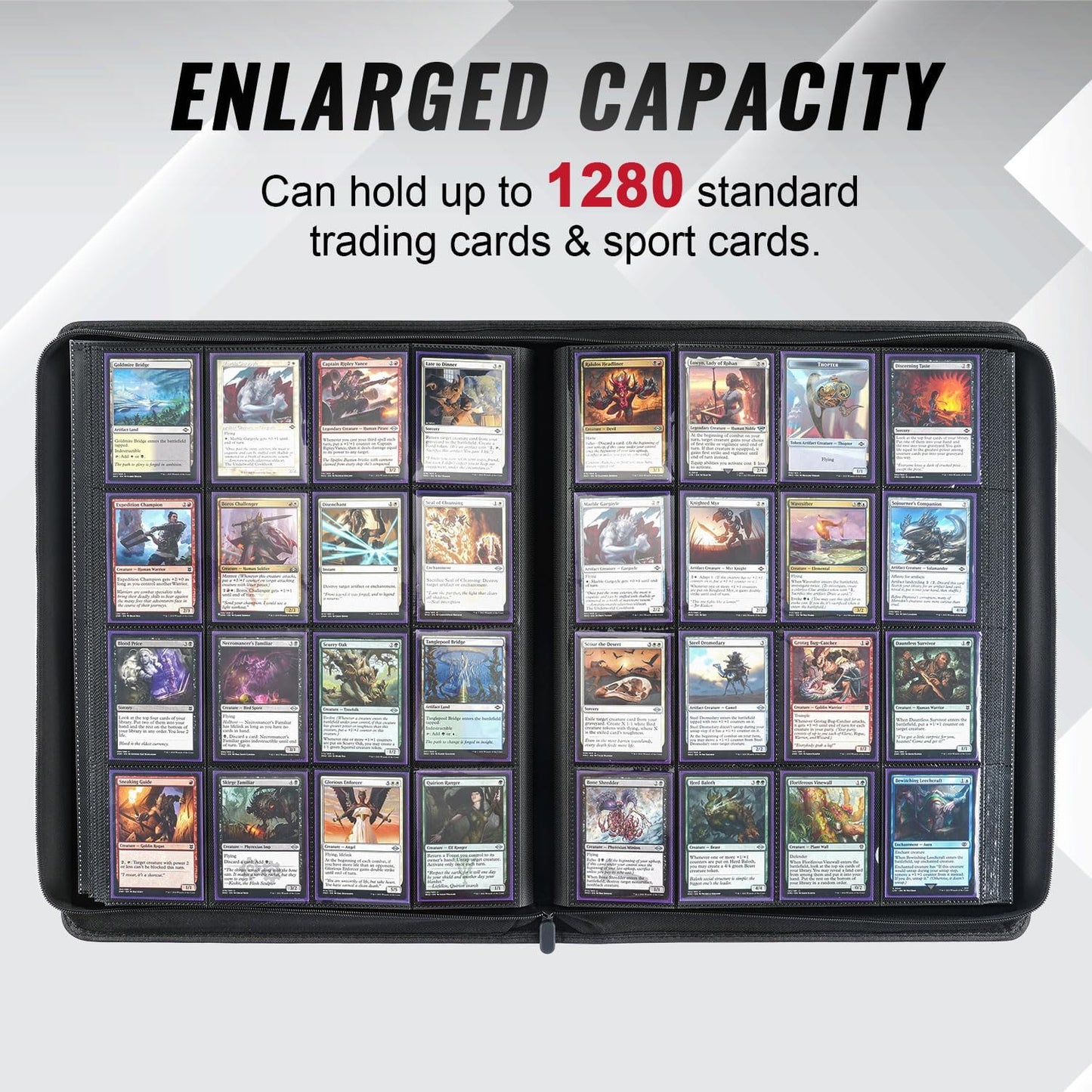 16-Pocket Binder for 1280 Trading Cards, Ringless Album with 40 Double Sided and Side-Loading Pages, Compatible with MTG, Sport Cards and other Standard Collectible Cards