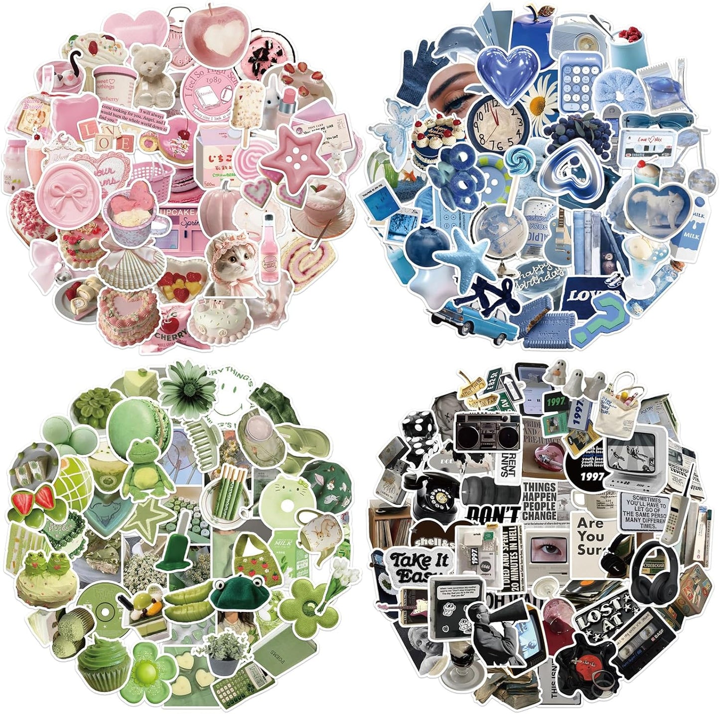 400 PCS Cute Stickers,Aesthetic Motivational and Inspirational Stickers for Adults, Teens, Laptops, Water Bottles, Journals, INS Style Summer Sticker for Journaling, Planners and Scrapbooks