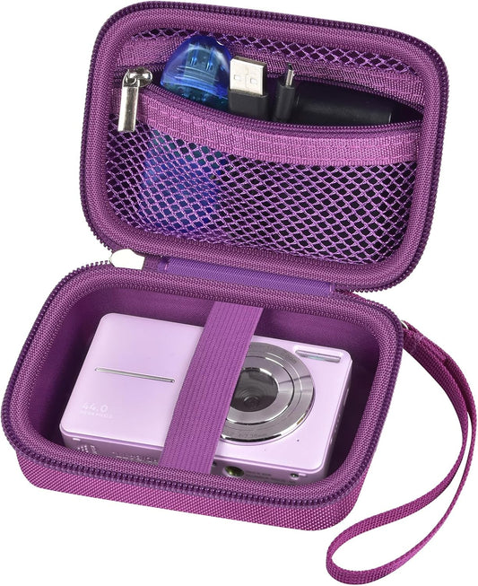Case Compatible with VAHOIALD FHD 1080P Digital Camera/for CAMKORY Digital Point and Shoot/for Kodak PIXPRO FZ45-BK 16MP Vlogging/for IWEUKJLO/for Nsoela, Holder for SD Card More (Dark Purple)
