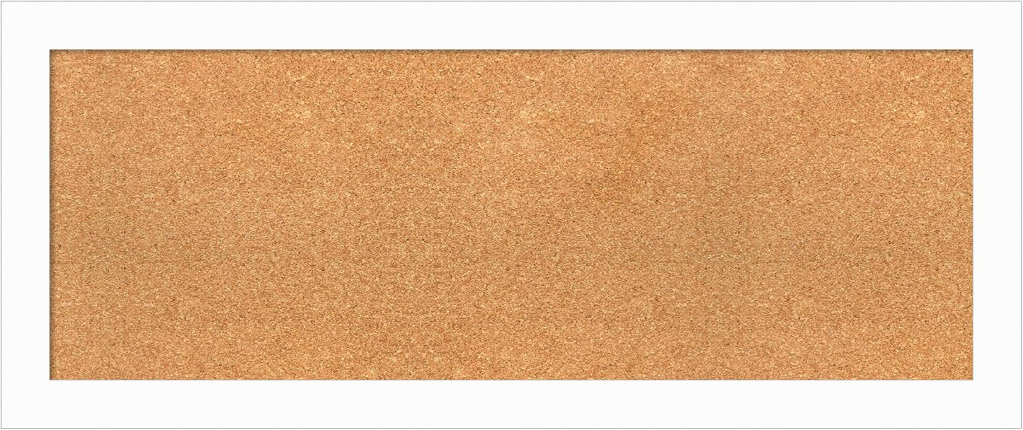 Amanti Art Natural Cork Board for Wall, 17x41 Vision Board with White Frame, Medium Corkboard Office Decor for Home Organization, Casual Corkboard Pinboard to Display Items for Home Organization in