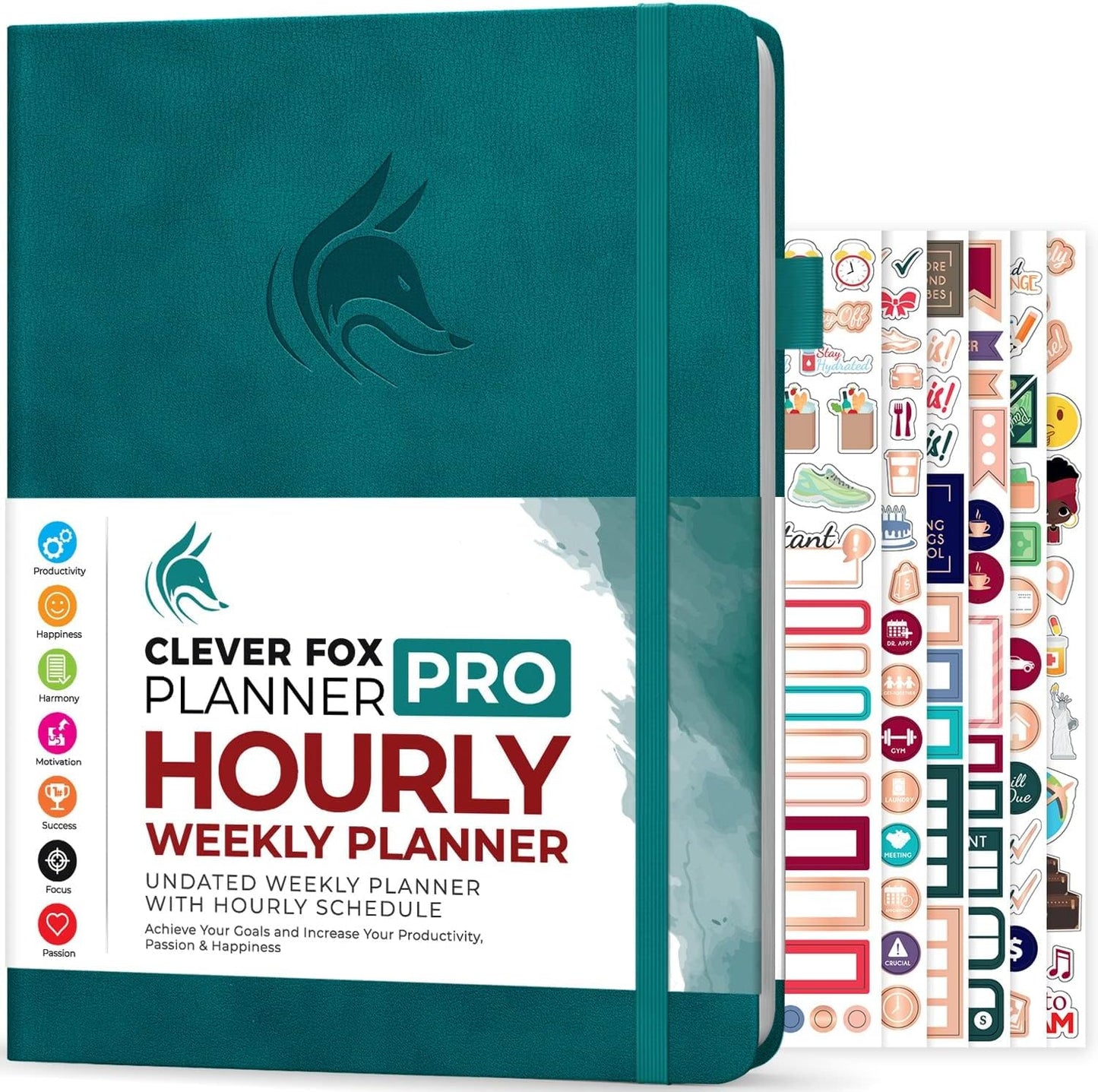 Clever Fox Planner PRO Schedule – Undated Weekly & Monthly Life Planner with Time Slots, Appointment Book & Daily Organizer, A4 (Dark Teal)
