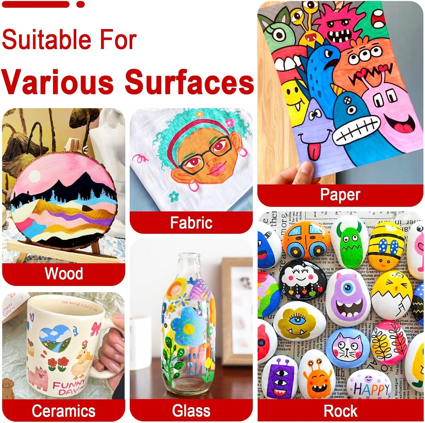 Betem Paint Markers Acrylic Paint Pens, Dual Tip 72 Colors Acrylic Markers with Brush Tip and Fine Point, Art Supplies for Wood, Canvas, Stone, Glass, Rock Painting Kit DIY Crafts Drawing Kit with Bag