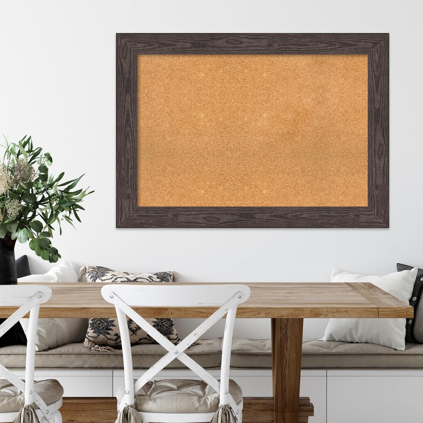 Amanti Art Natural Cork Board for Wall, 30x42 Vision Board with Black Wood Frame, Large Corkboard Office Decor for Home Organization, Rustic Farmhouse Corkboard Pinboard to display items for home