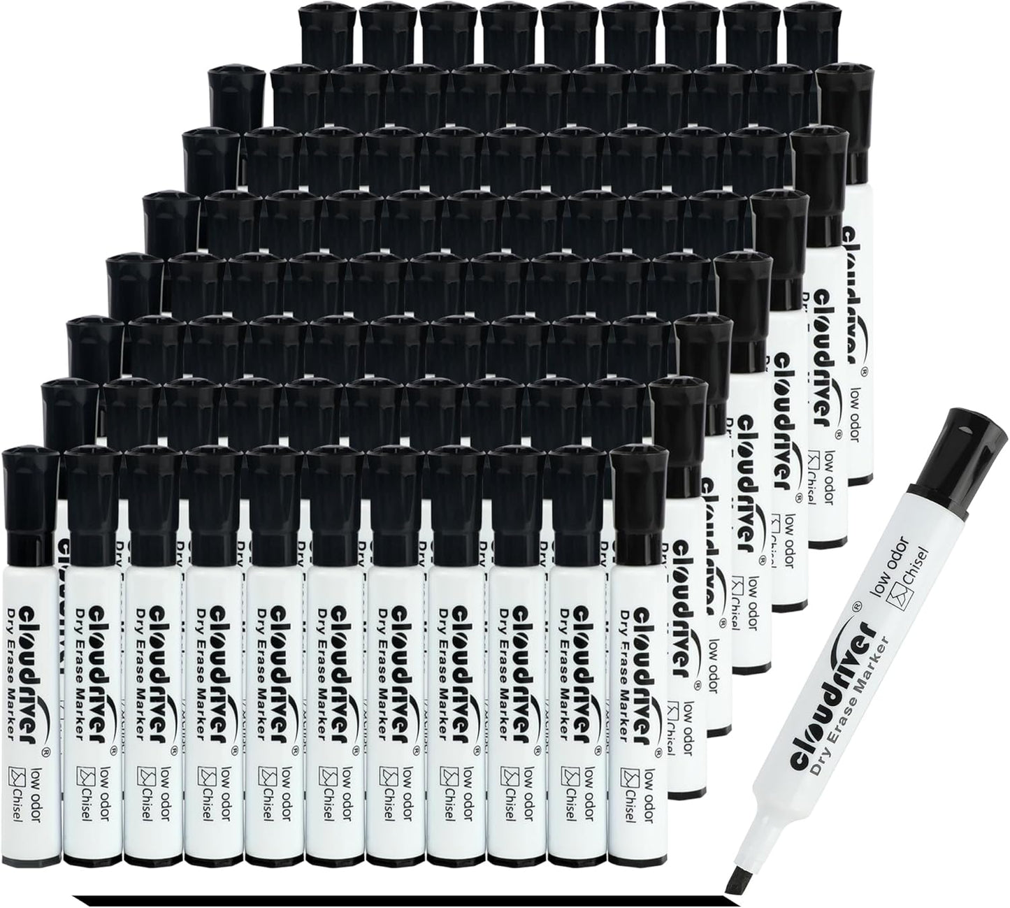 cloudriver Low Odor Dry Erase Markers Tank Style, 86 Count, Chisel Tip, Black Whiteboard Markers, Bulk Dry Erase Marker For Office, home and School Supplies