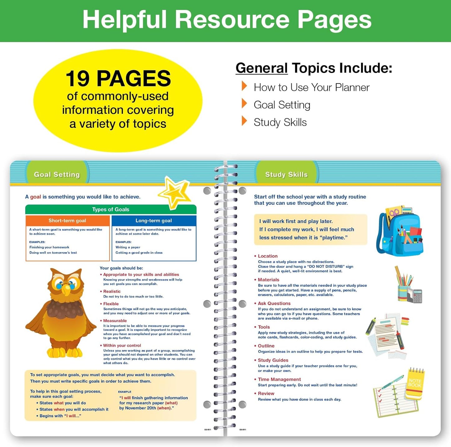 Global Datebooks 2025-2026 Elementary Student Planner 8.5x11 - Dated Weekly & Monthly Academic Planner (Large) with Ruler/Bookmark & Stickers, Ideal for Homework, Block Style, Teamwork