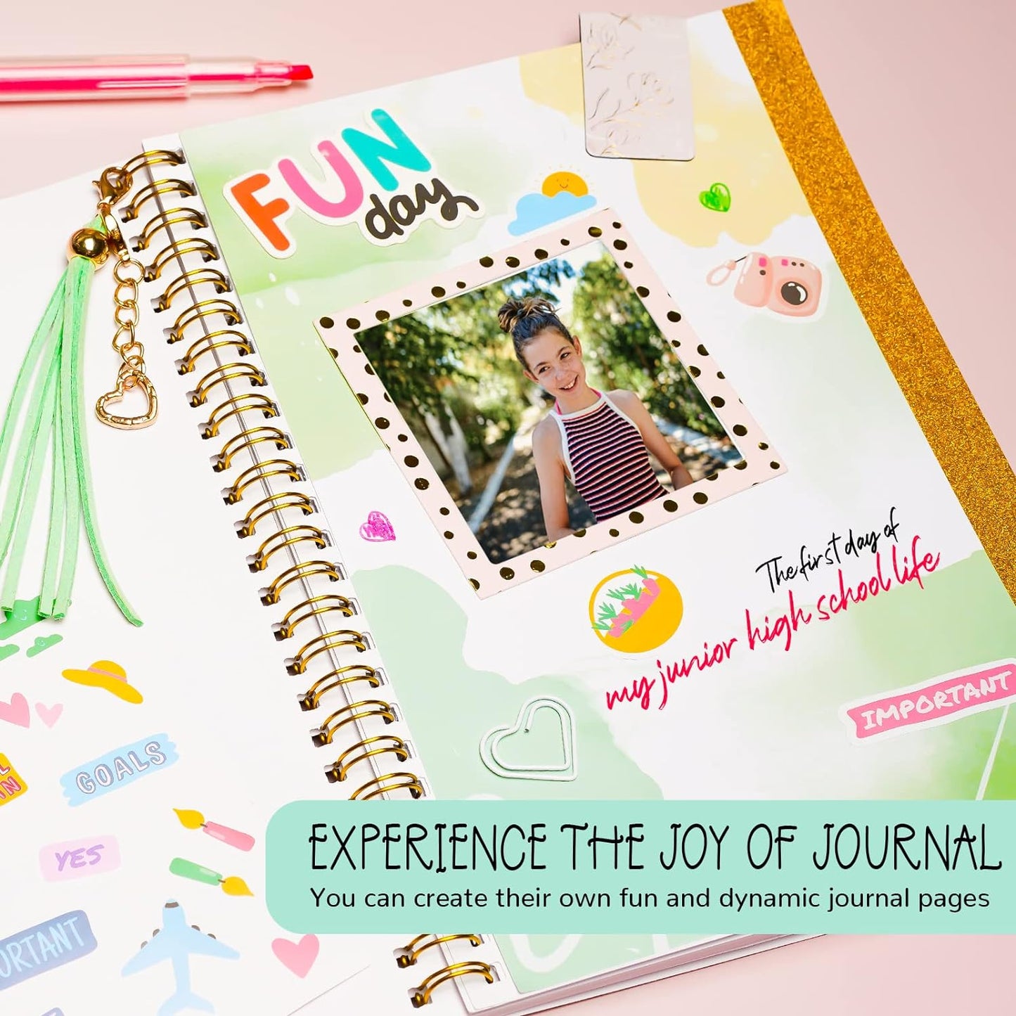 Gifts for Girls Age of 8 9 10 11 12 13 Years Old and Up, DIY Journal Set, Personalized Diary Stuff for Tweens Teens, Decorate Your Planner/Organizer, Journaling Arts Craft Kit. Ideal Toy Age 6-8