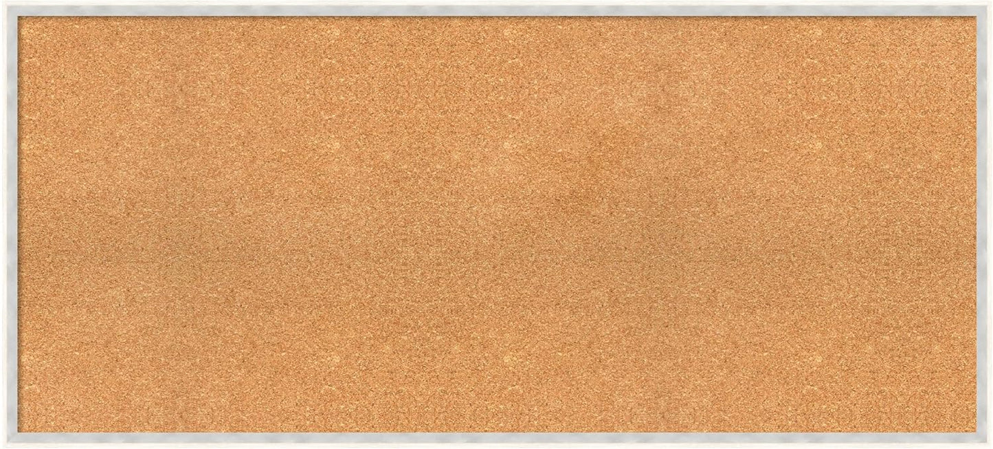 Amanti Art Natural Cork Board for Wall, 23x51 Vision Board with White Frame, Oversize Corkboard Office Decor for Home Organization, Modern Corkboard Pinboard to Display Items for Home Organization in