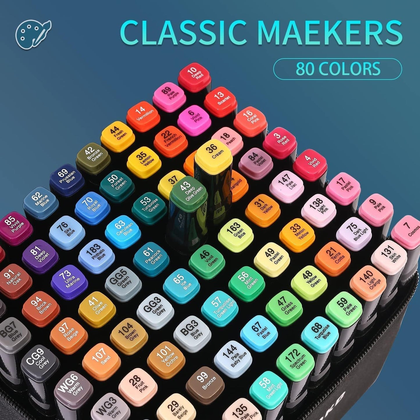 Dual Tip Art Markers, 24 Colors Drawing Markers - Coloring & Sketching for Adults & Kids 8-12