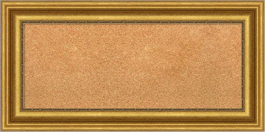 Amanti Art Natural Cork Board for Wall, 18x36 Vision Board with Gold Frame, Medium Corkboard Office Decor for Home Organization, Traditional Corkboard Pinboard to display items for home organization