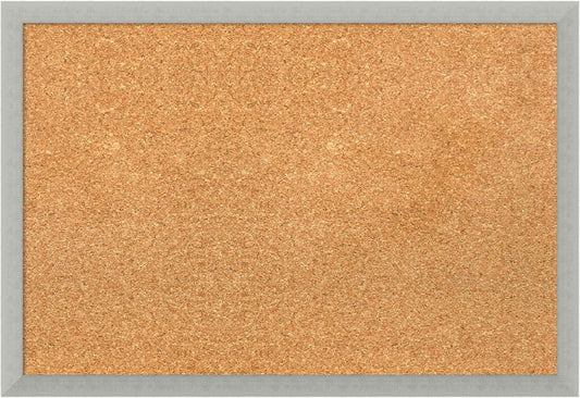 Amanti Art Natural Cork Board for Wall, 18x26 Vision Board with Silver Wood Frame, Medium Corkboard Office Decor for Home Organization, Casual Corkboard Pinboard to display items for home organization