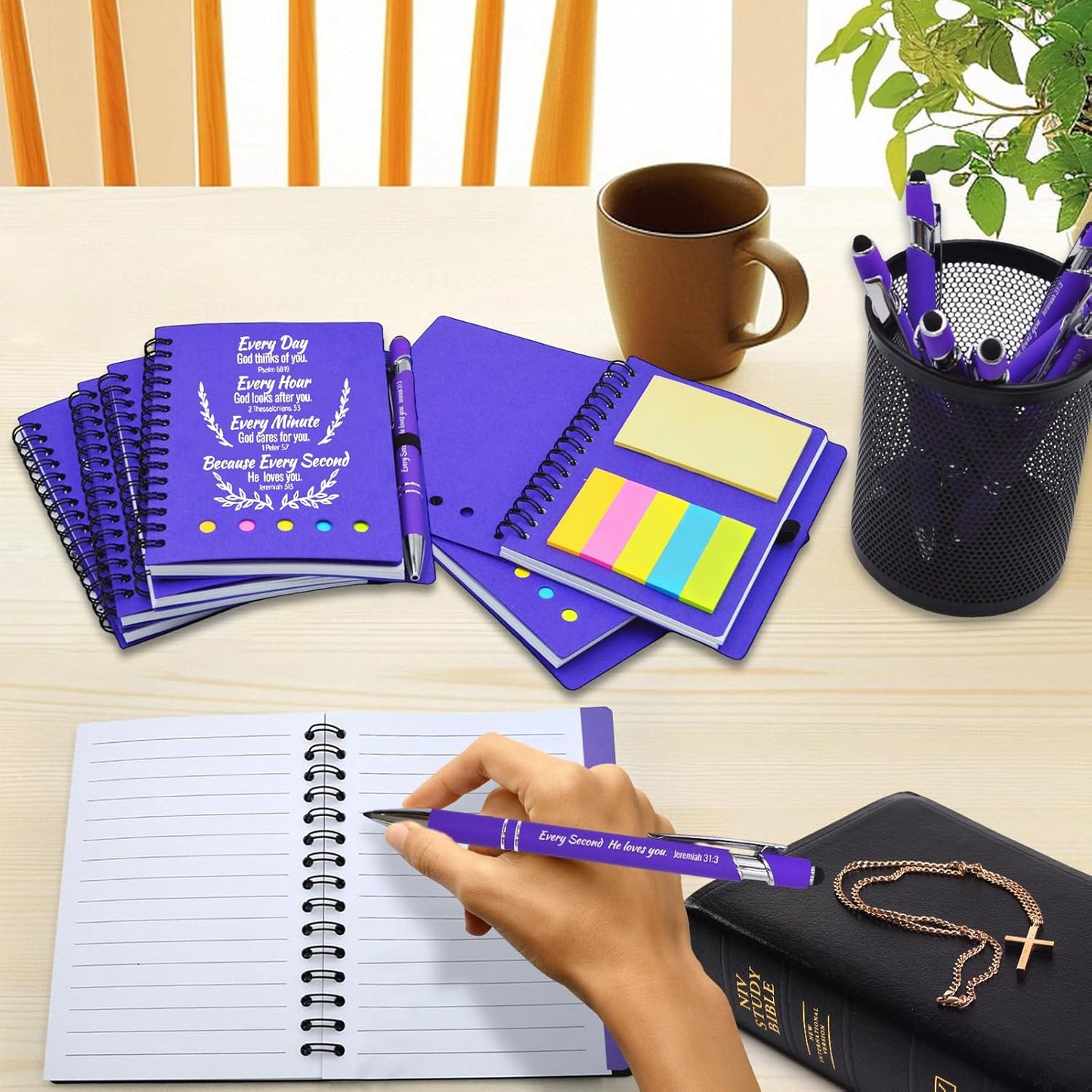 60 Pcs Bulk Fathers Day Christian Gifts Prayer Journal for Woman - 30 Set Religious Notepad with Christian Pen - Bible Notebook - Church Gifts for Inspirational, Bible Study, Devotions ( Elegant )