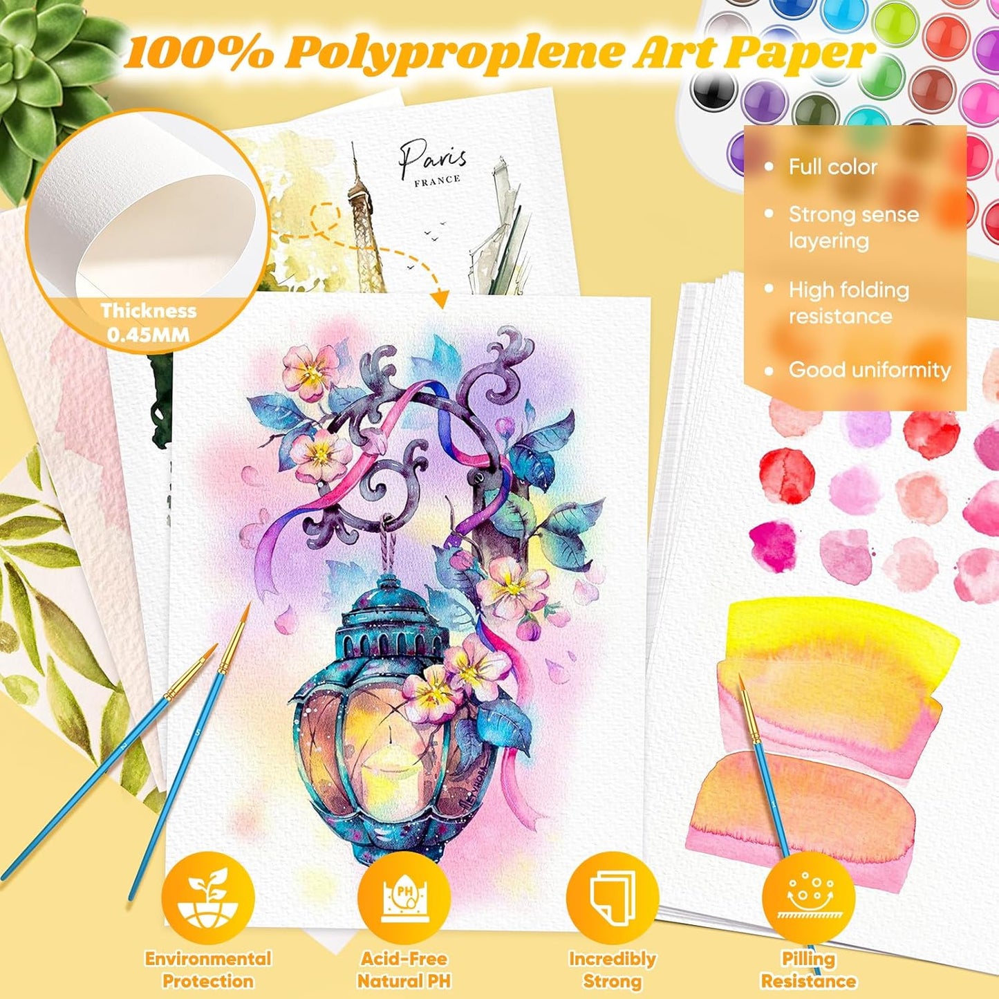 7"x10" Watercolor Paper Pad, 30 Sheets Watercolor Paper, 140lb/300gsm Spiral Bound Art Sketch Book for Adult, Bulk College Essentials, Watercolor Textured Paper for Finger Paint, Canvas Painting