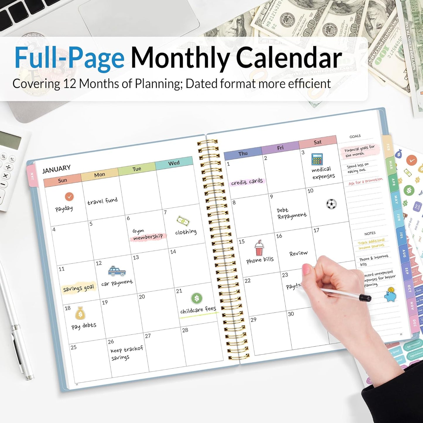 2026 Budget Planner - Monthly Budget Book from JAN 2026 - DEC 2026 with Expense Tracker Notebook, A4 Size (8.5" x 11") Bill Organizer & Finance Planner Account Book to Manage Your Finances, Blue