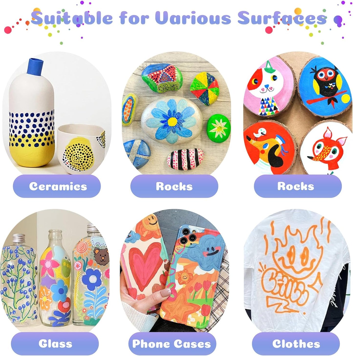 48 Colors Dual Tip Acrylic Paint Pens Marker, Double Tip Premium Acrylic Markers, Markers for Wood, Rock Painting, Glass, Canvas, Stone, DIY Crafts Making Art Supplies