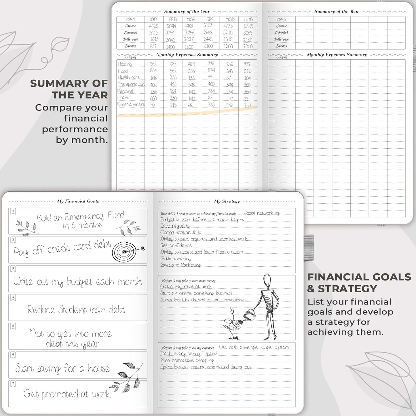 GoGirl Budget Planner – Monthly Financial Planner Organizer Budget Book. Expense Tracker Notebook Journal to Control Money, A5 (Gray)