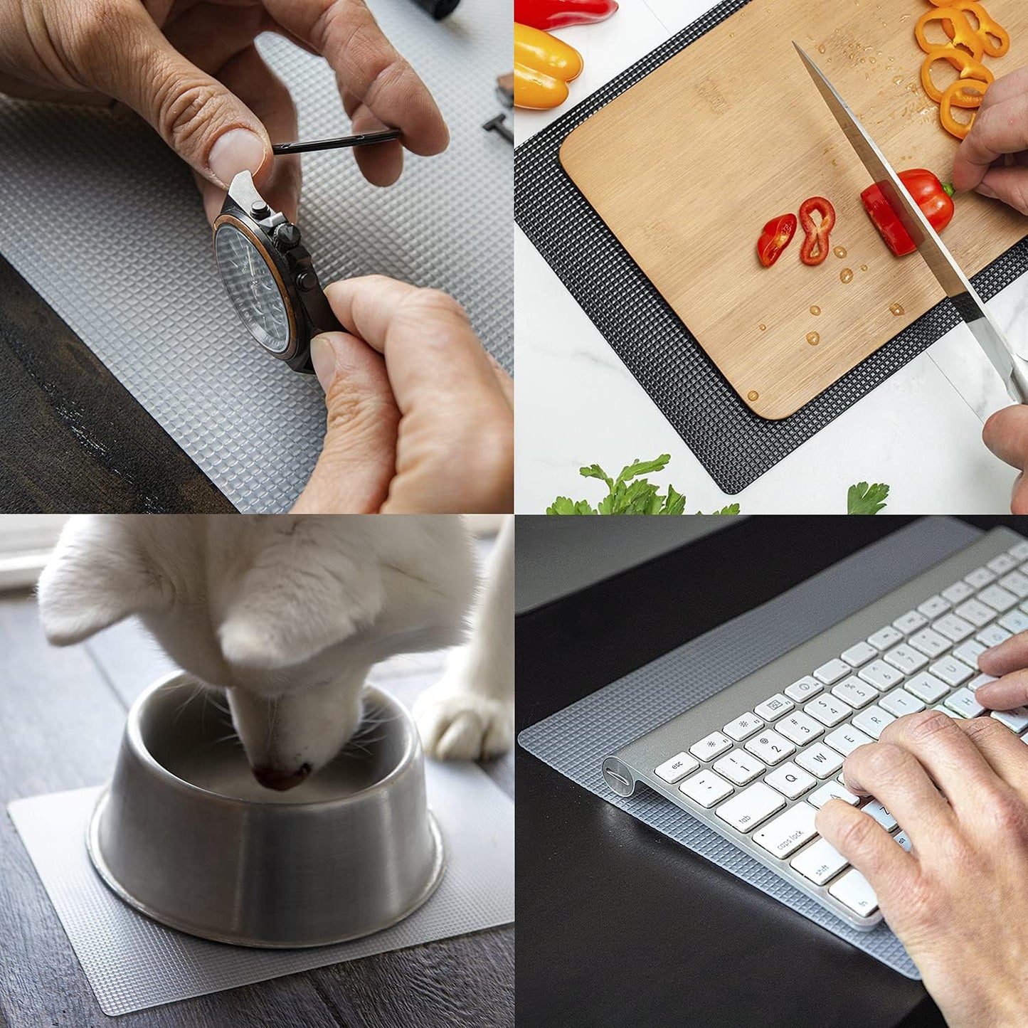 CatTongue Grips Non-Adhesive Anti-Slip Mat - Multi-Purpose Non-Slip Pad for Countertops, Desks, Tables & Workspaces - Ideal Desk Mat, Drawer Liner, Laptop Pad & More (Black, 8” x 12”)