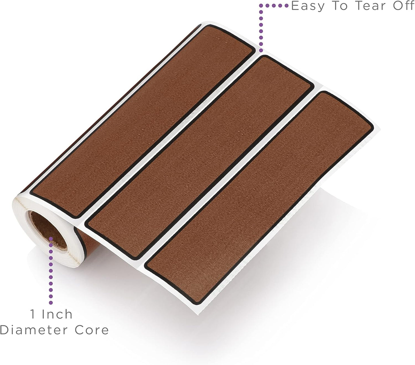 Carstens Adhesive Sticker Labels, 5 3/8” x 1 3/8”, Binder Labels for 1.5” – 4” Ring Binder Spines, Brown, Roll of 200