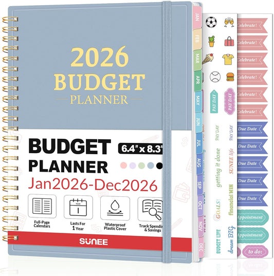 2026 Budget Planner - Monthly Budget Book from JAN 2026 - DEC 2026 with Expense Tracker Notebook, A5 Size (6.4" x 8.3") Bill Organizer & Finance Planner Account Book to Manage Your Finances, Blue