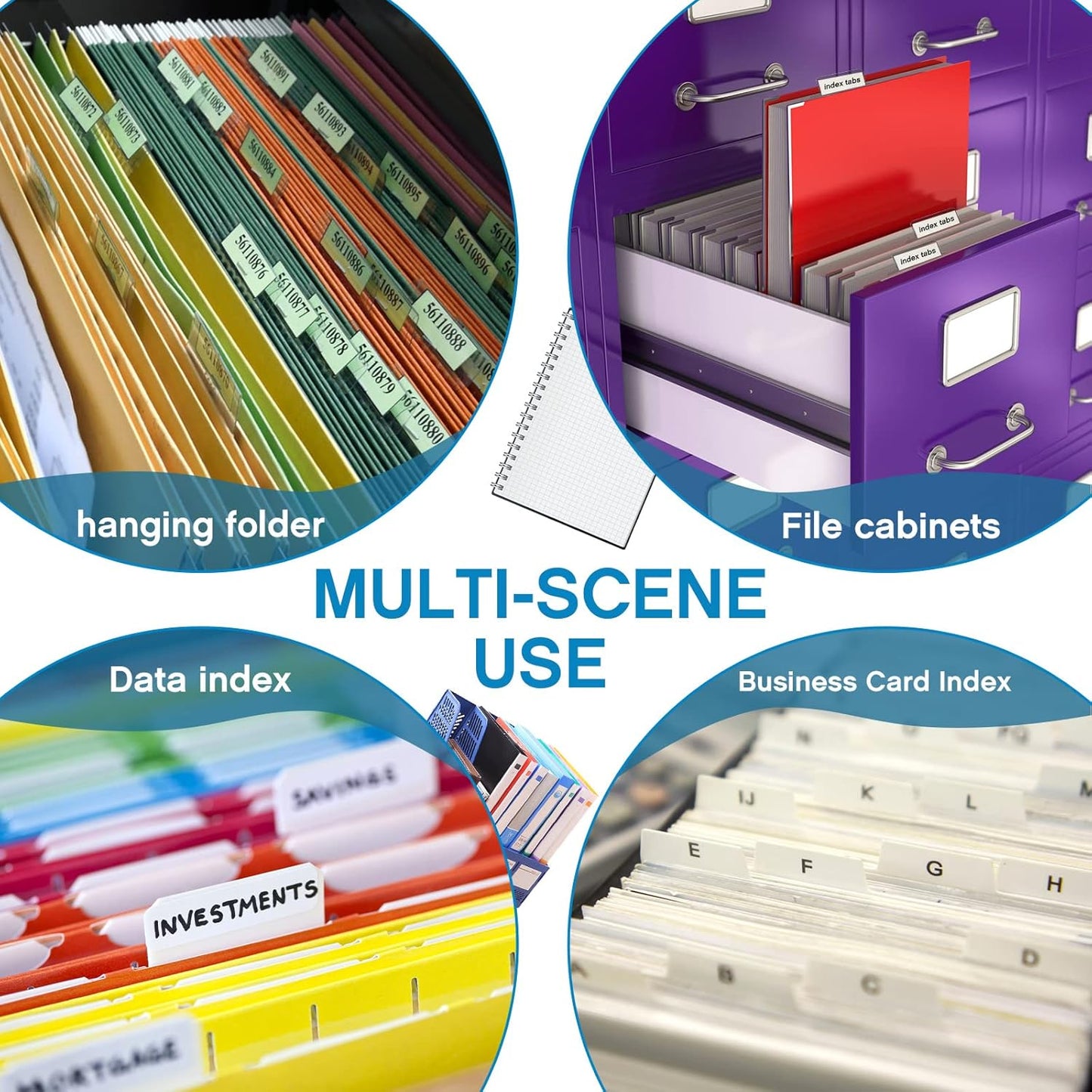 2 Inch Insertable Self-Adhesive Tabs with Printable Inserts with File Folder Labels Sticky Plastic Index Clear Divider Stick on File Self Adhesive for Book Page(25 Pieces)