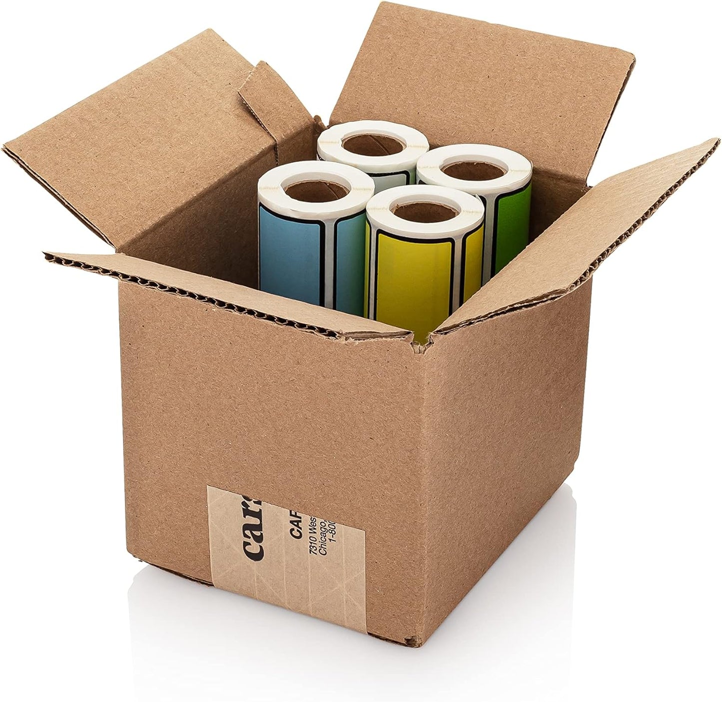 Carstens Adhesive Sticker Labels, 5 3/8” x 1 3/8”, Binder Labels for 1.5” – 4” Ring Binder Spines, Roll of 200, Multicolored, 4 Pack