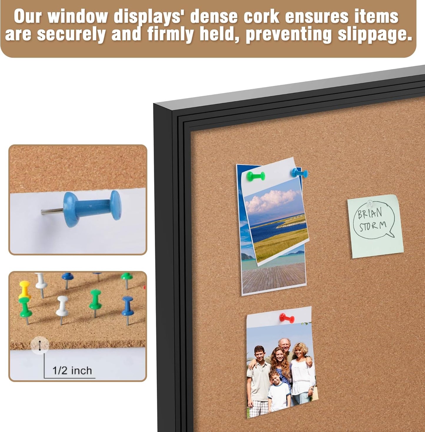 48"x30" Enclosed Bulletin Board, Outdoor Lockable Weather-Resistant Aluminum Cork Noticeboard for School & Office,Black Frame w/Cork